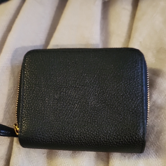 Coach Black Pebbled Leather Zip-Around Wallet with Gold Tone Logo - Picture 4 of 5